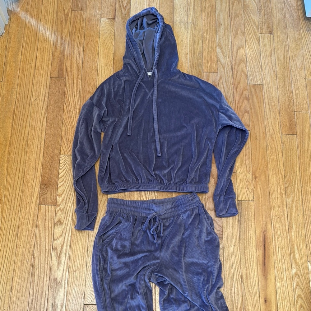 Purple Velour Hoodie and Jogger Set